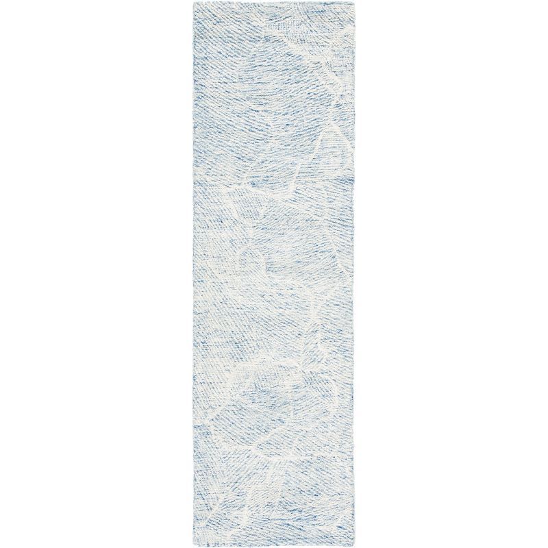 Metro Blue and Ivory Hand-Tufted Wool Runner Rug