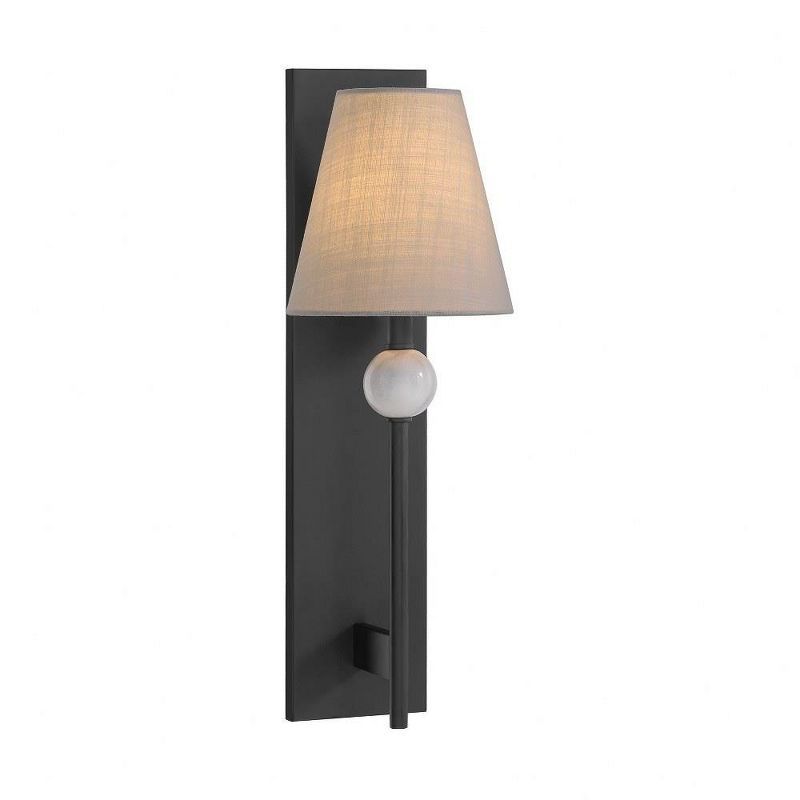 Matte Black and White Fabric Shade Wall Sconce