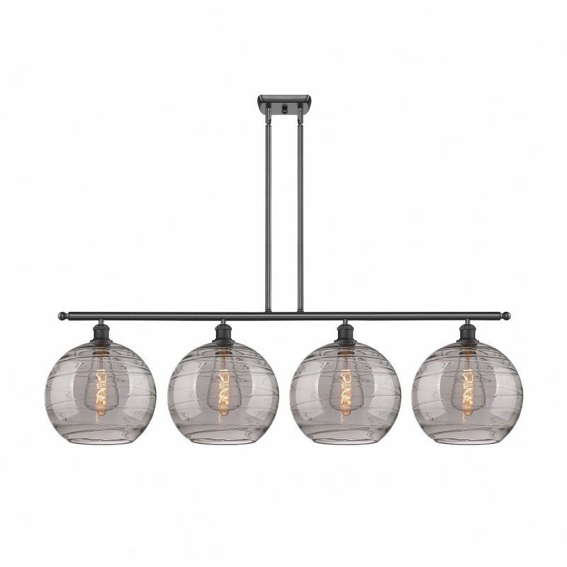 Matte Black Glass Globe 4-Light Island Pendant