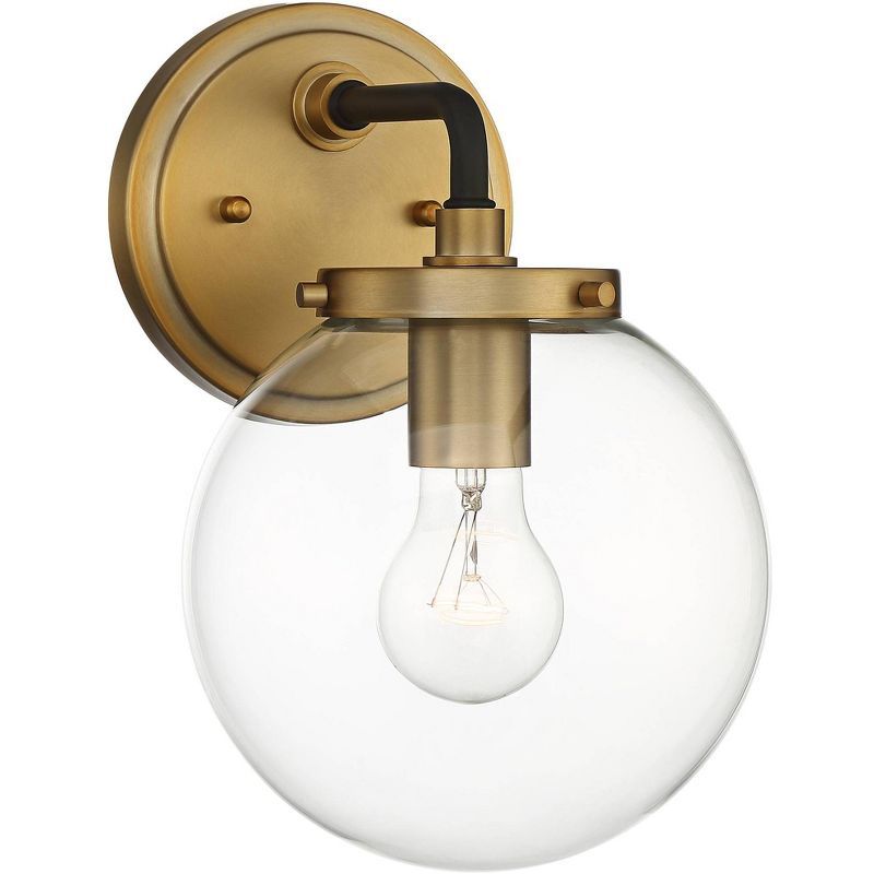 Gold 15" Modern Vanity Wall Sconce with Clear Glass Globe