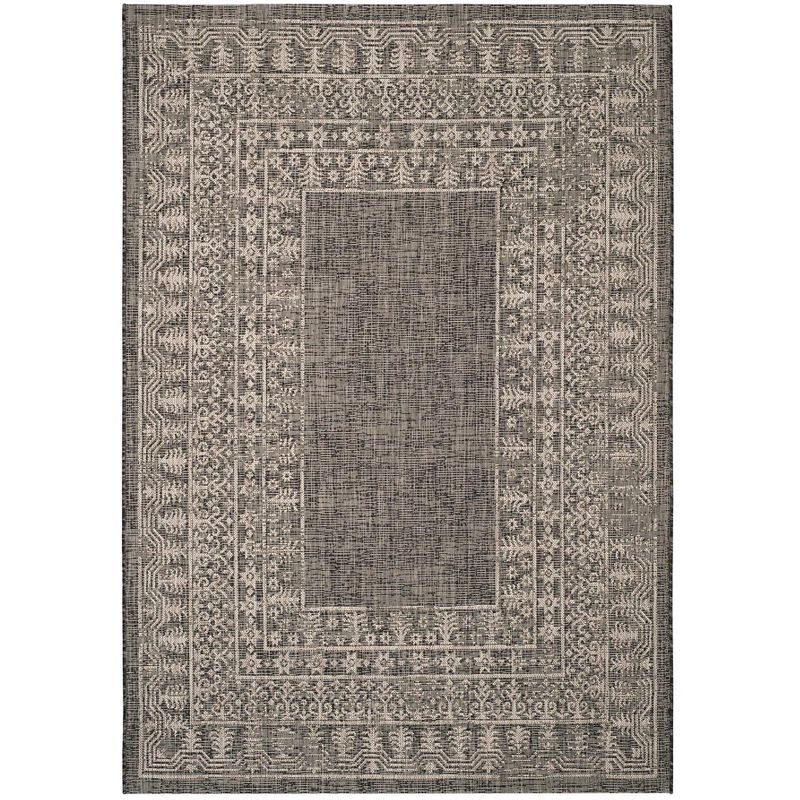 Safavieh Courtyard Black and Beige Rectangular Synthetic Rug