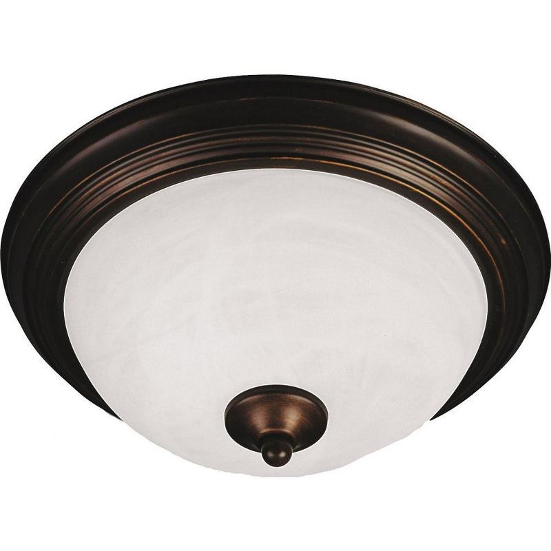Oil Rubbed Bronze 3-Light Marble Glass Flush Mount