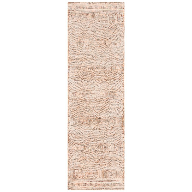 Ivory and Rust Abstract Hand-Tufted Wool Runner Rug