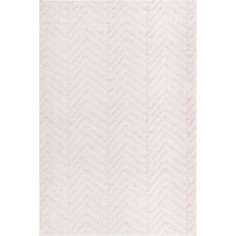 Pink Geometric 5' x 7' Synthetic Easy Care Area Rug