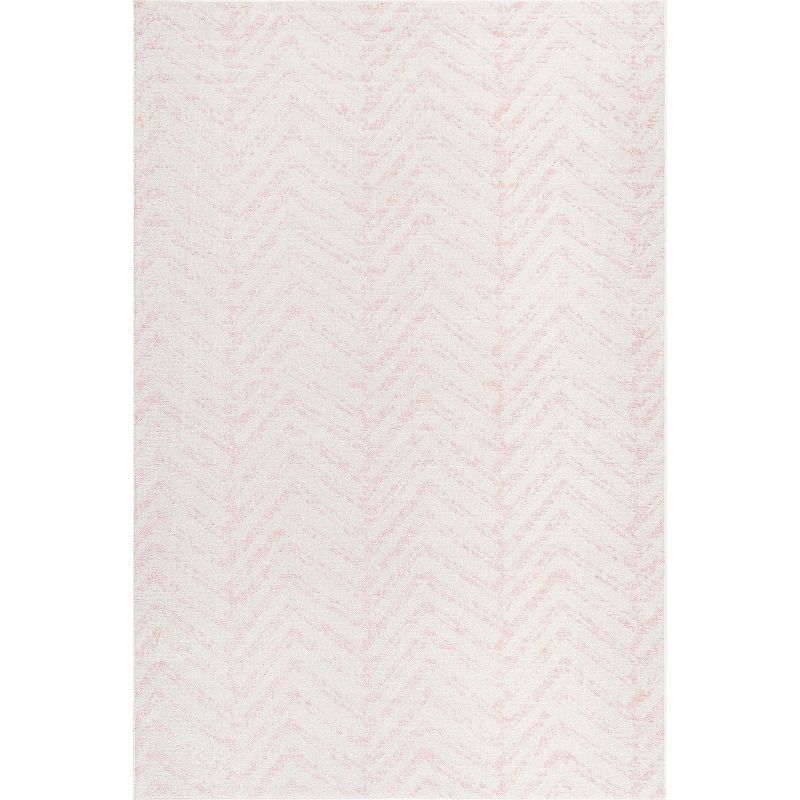 Pink Geometric 5' x 7' Synthetic Easy Care Area Rug