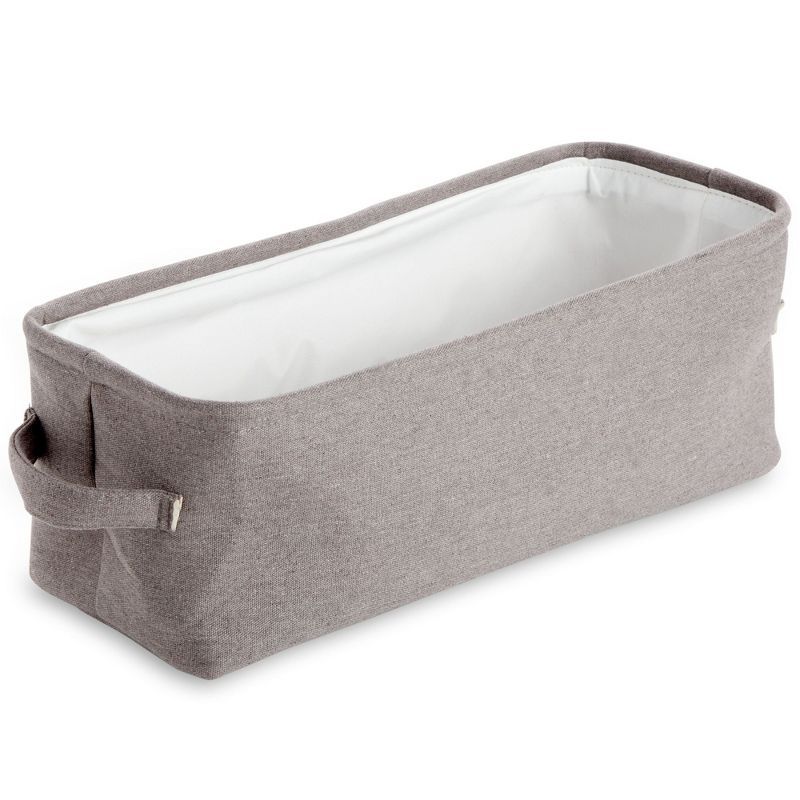 Gray Jute Rectangular Bathroom Storage Bin with Handles