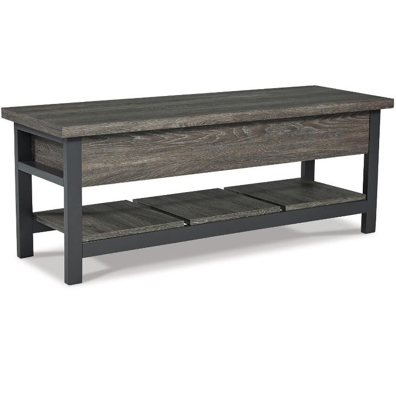 Rhyson 48" Brown Transitional Storage Bench with Plank Shelf