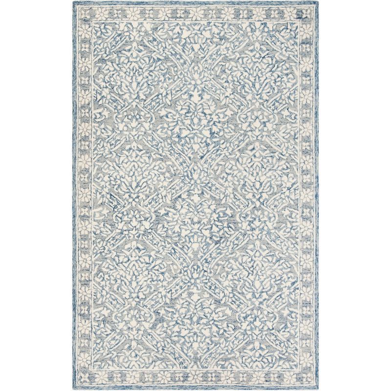 Handmade Luxe Blue Wool 4' x 6' Tufted Rectangular Rug