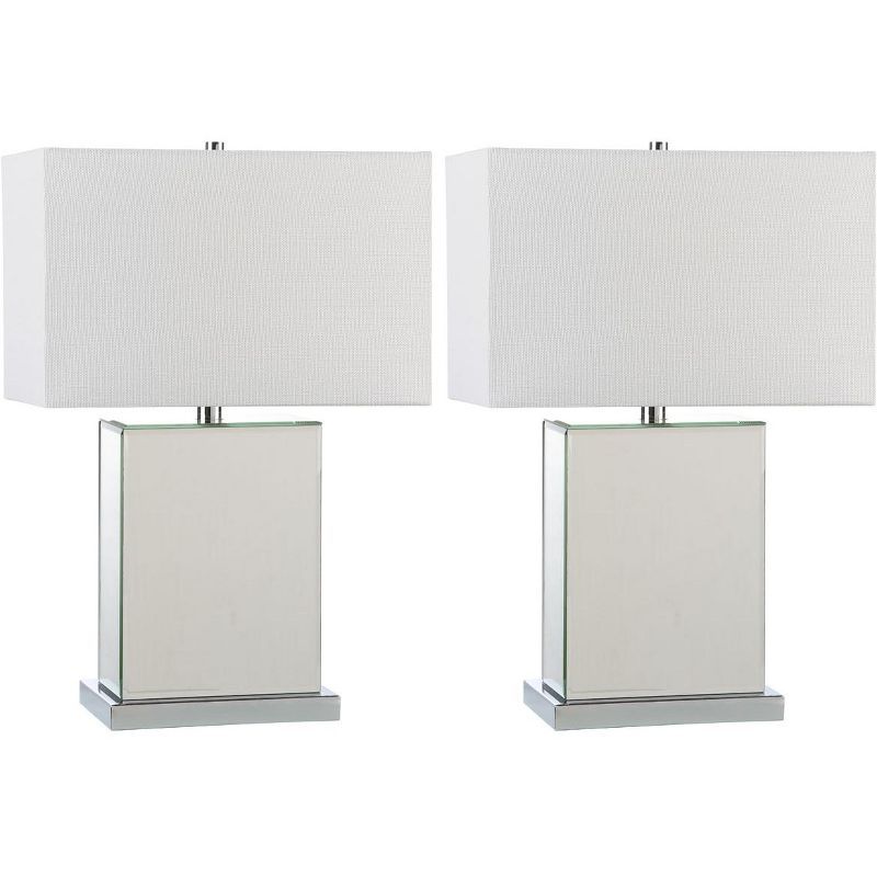 Dana 23" Silver and White Rectangular Table Lamp Set