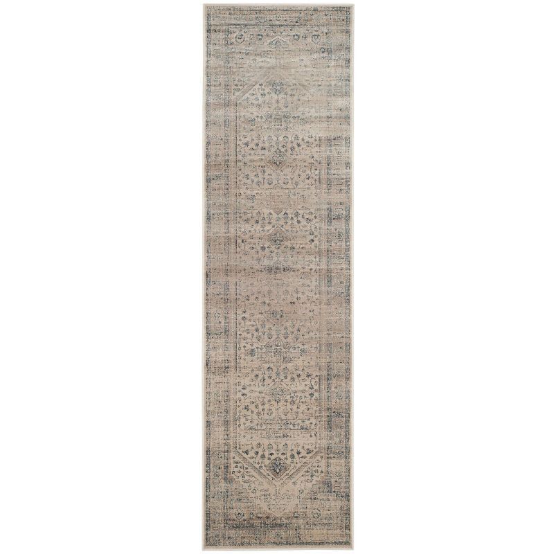 Elegant Stone-Blue Vintage Viscose Runner Rug - 2'2" x 8'