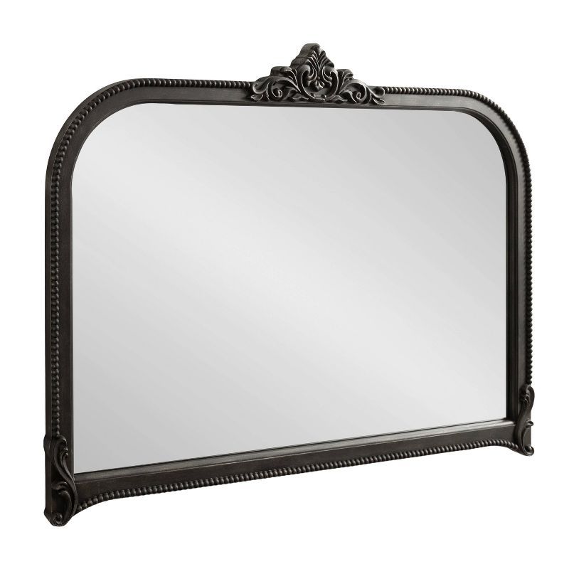 Hubanks Black Baroque-Inspired Arched Wall Mirror 40" x 30"