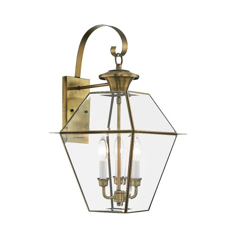 Charleston Elegance Antique Brass 3-Light Outdoor Wall Lantern