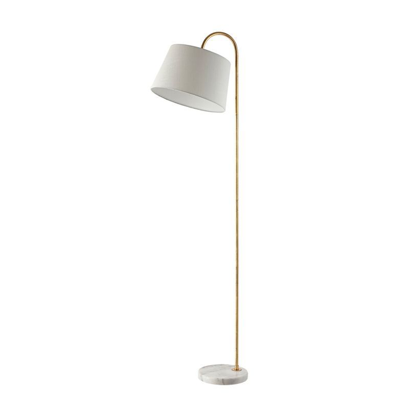 Dacey 68.5" Gold Leaf and White Arc Floor Lamp with Marble Base