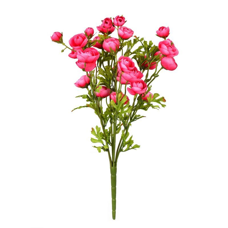 Vibrant Pink Artificial Ranunculus Bush 18"