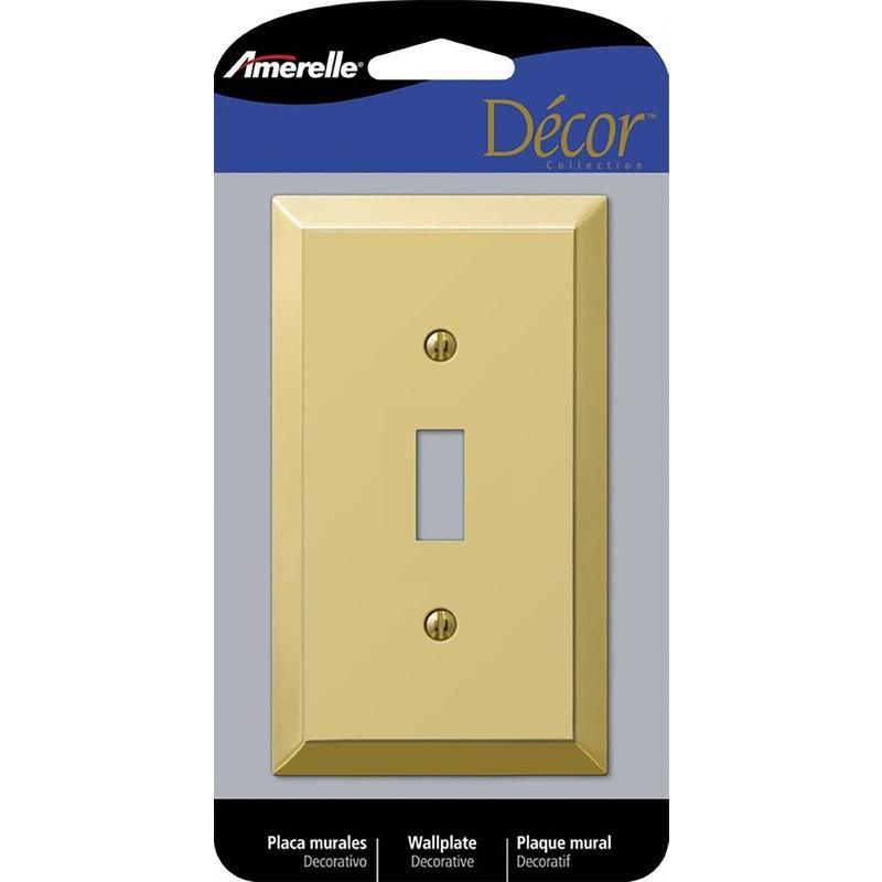 Amerelle Polished Brass 1-Gang Stamped Steel Toggle Wall Plate