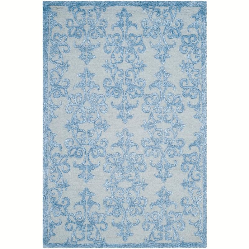 Reversible Handmade Tufted Wool & Viscose Blue Rug 4' x 6'