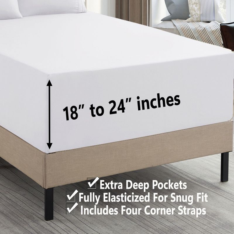 Queen White Extra Deep Pocket Microfiber Sheet Set