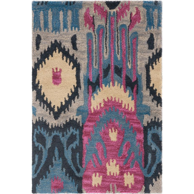 Silk Road Inspired Multicolor Hand-Tufted Wool Rectangular Rug