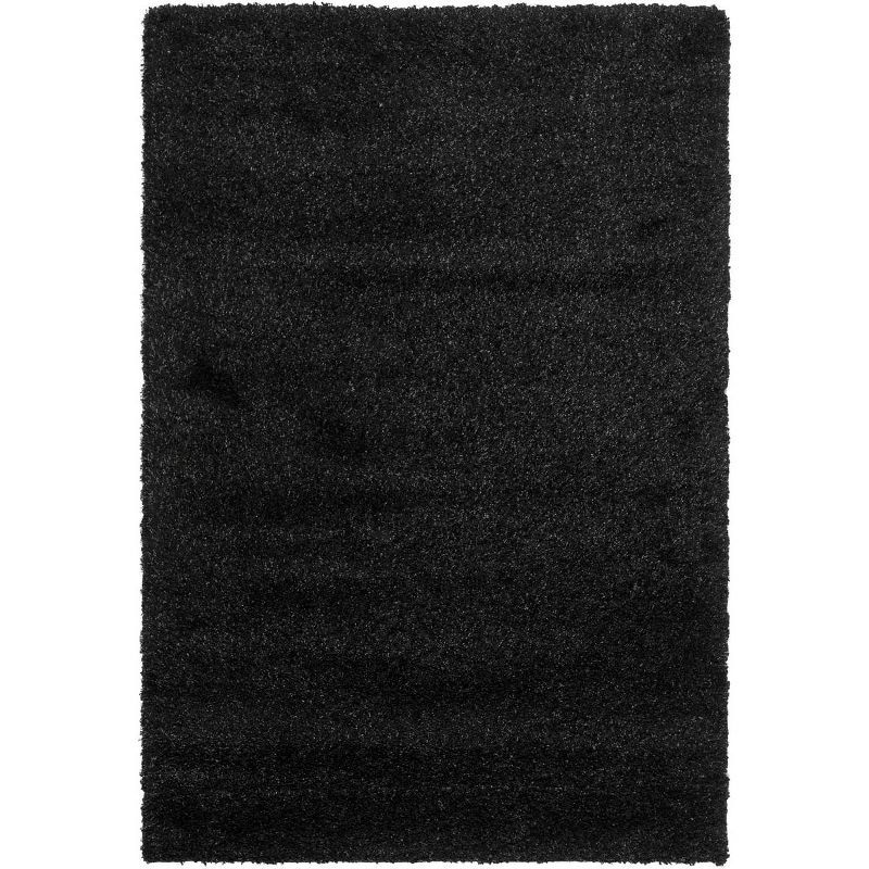 Black Tufted Handmade Shag Wool Area Rug, 8' x 10'