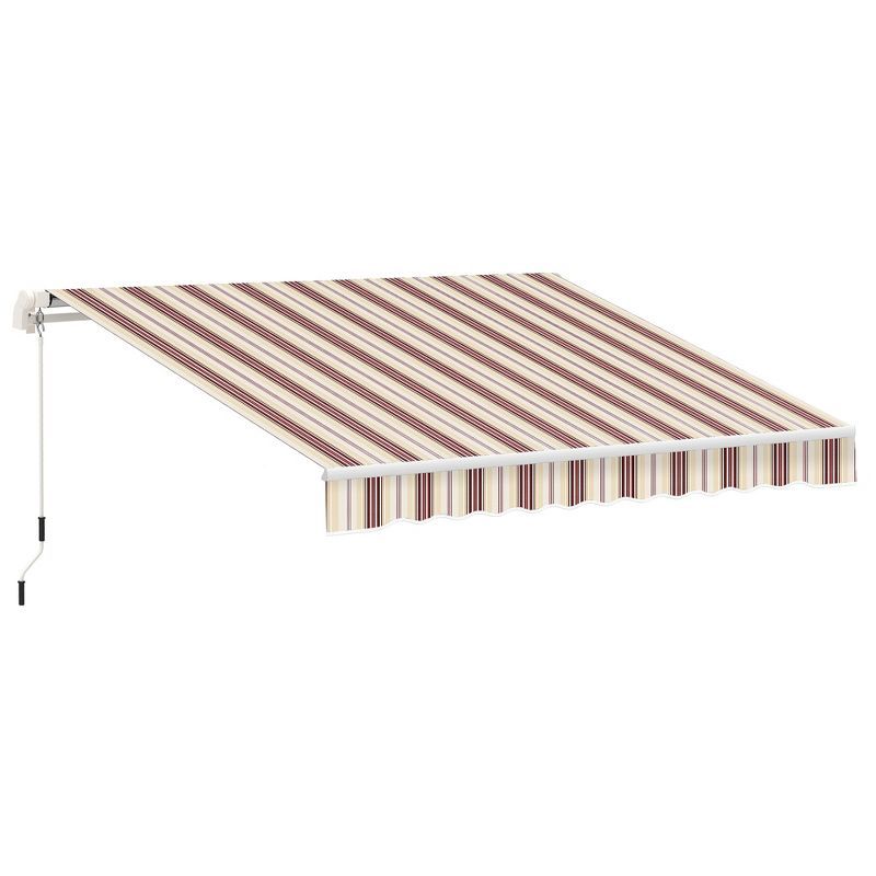 10' x 8' Red and Beige Striped Retractable Patio Awning