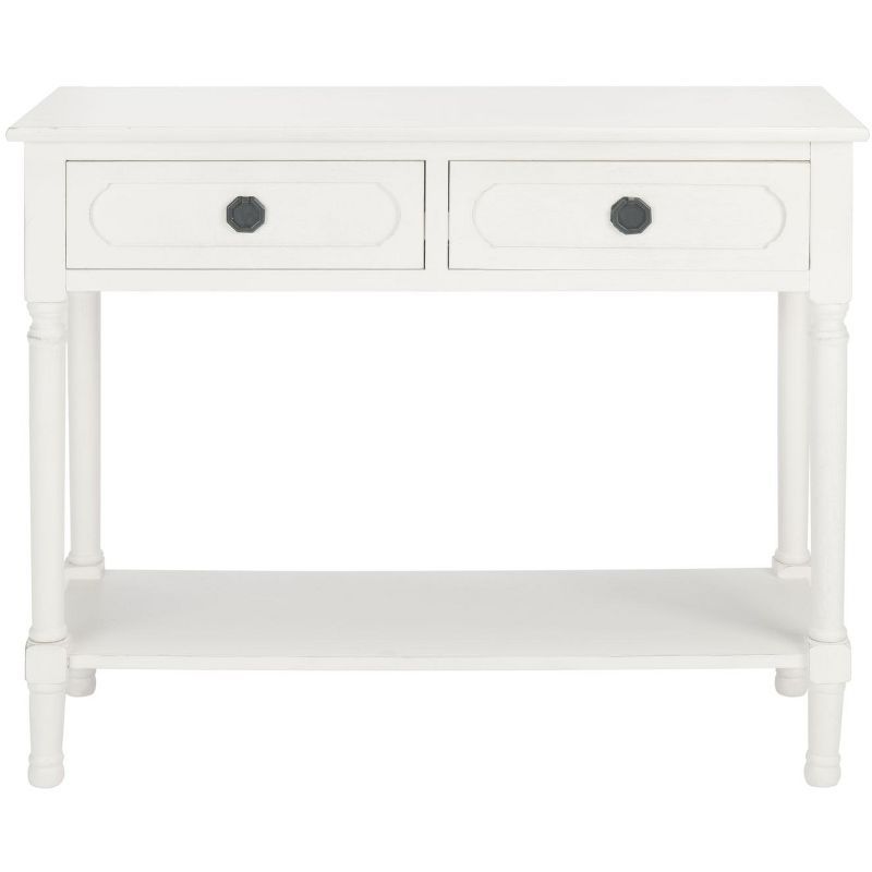 Allura Distressed White Wood 2-Drawer Console Table