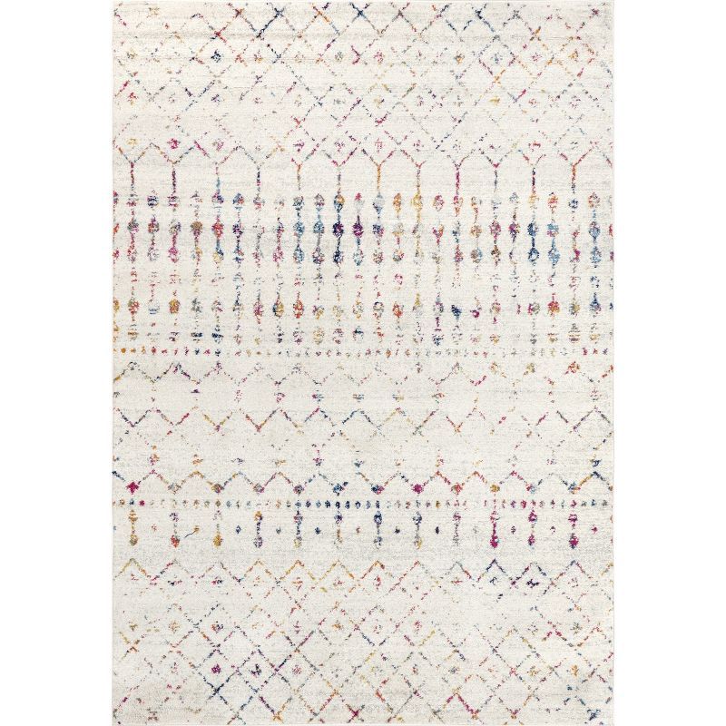 6' Square Light Multi Geometric Synthetic Area Rug