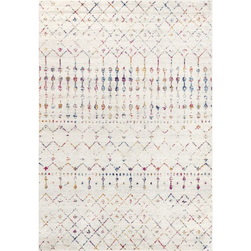 Elevated Trellis 4' Square Light Multi Synthetic Accent Rug