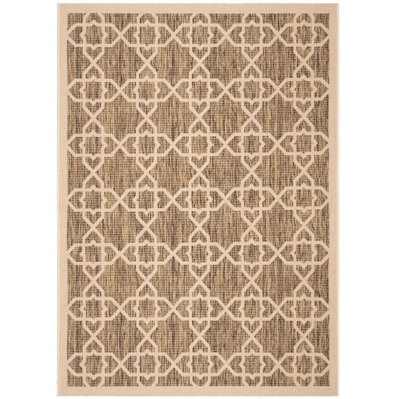 Taupe Greige Geometric Low Pile Outdoor Area Rug