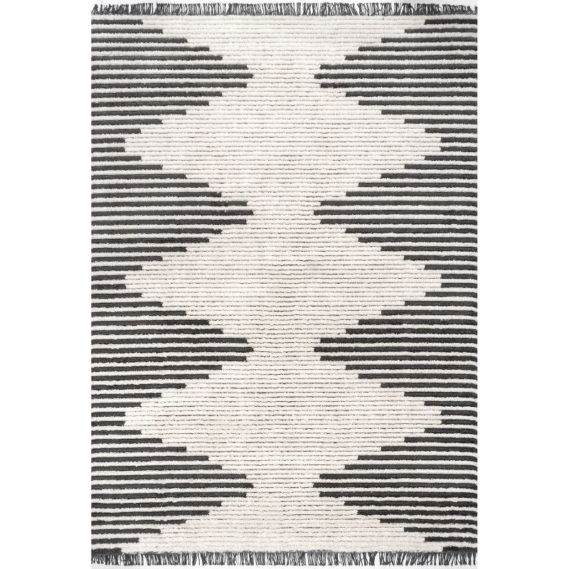 Beige Diamond Shag 5' x 7' Rectangular Easy Care Area Rug