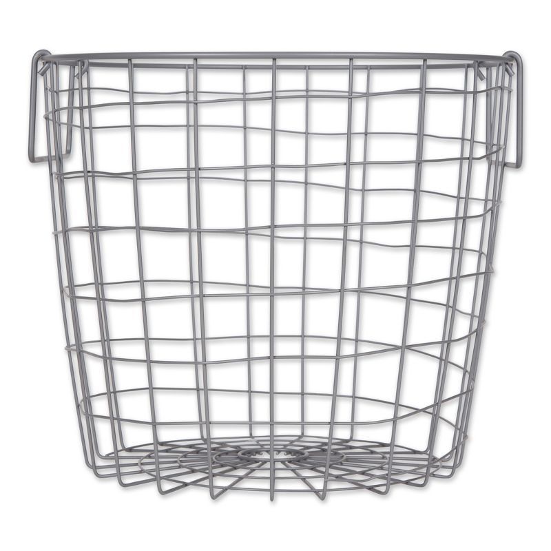 Cool Gray Round Metal Storage Basket 14"x14"x12"