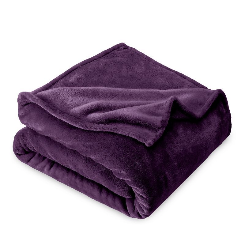 Plum Microplush Fleece Full/Queen Reversible Blanket