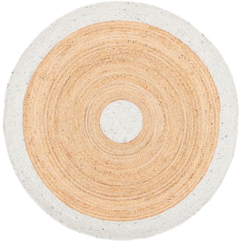 Handwoven Braided Gray & Natural Wool-Cotton 6' Round Rug