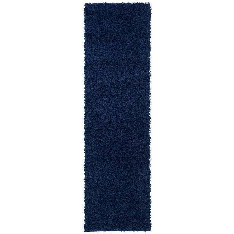 Navy Synthetic Shag Runner Rug, 2'3" x 8'