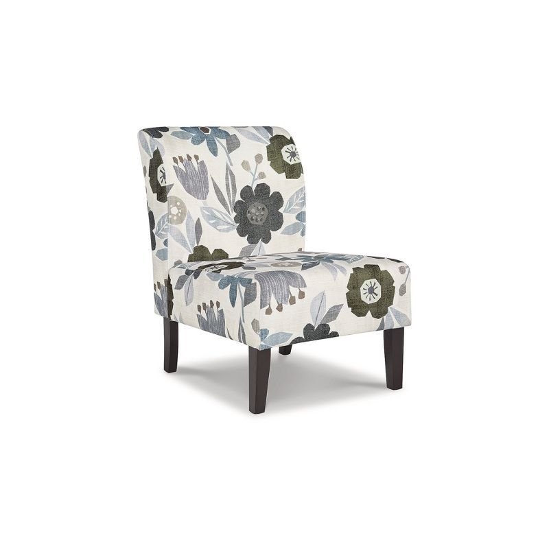 Triptis Floral Armless Accent Chair in Blue, Gray, and Beige
