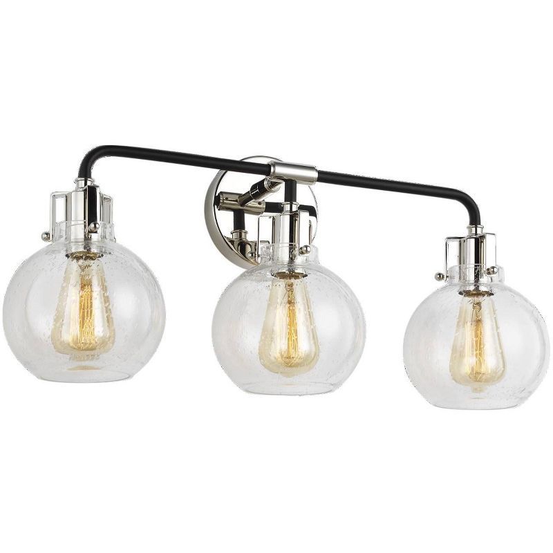 Clara 3-Light Polished Nickel and Black Vanity Light