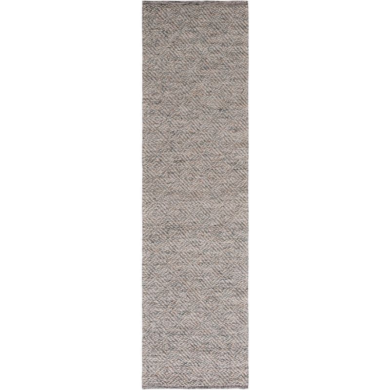 Camel and Grey Handmade Wool Runner Rug, 2'3" x 12'