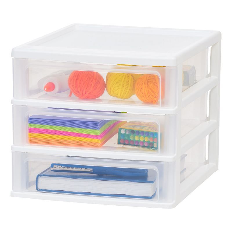 White Clear View Plastic 3-Drawer Desktop Organizer