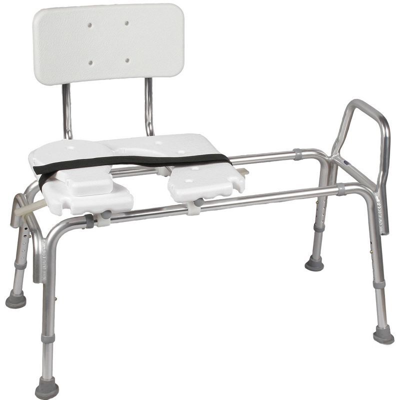 Adjustable Height Gray Plastic Transfer Bench with Nylon Strap