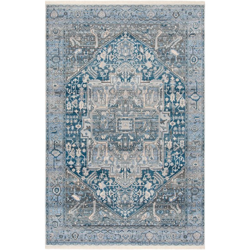 Vintage Blue Rectangular Synthetic Area Rug 5' x 7'