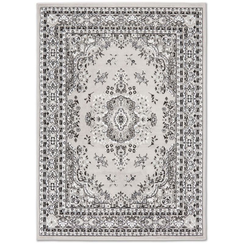 Elegant Gray and Ivory Reversible Synthetic Area Rug 58"x18"