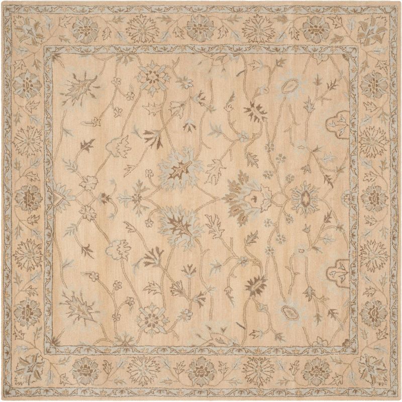 Handmade Wyndham Wool Square Tufted Rug in Light Gold - 7'x7'