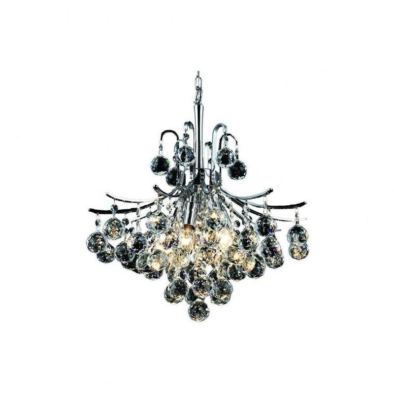 Elegant 6-Light Chrome Pendant with Clear Royal Cut Crystals