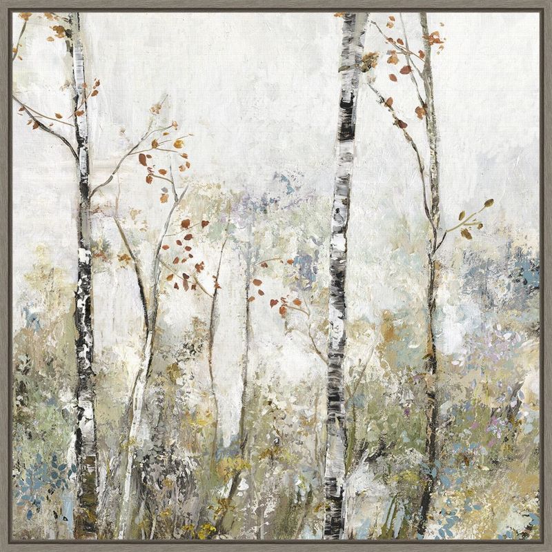 Soft Birch Forest II Earth Tones Canvas Wall Art 22x22