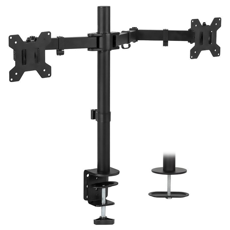 Black Dual Monitor Desk Mount with Adjustable Arms