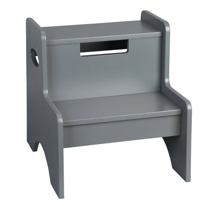 Wildkin Gray Two-Step Wooden Stool with Carrying Handles