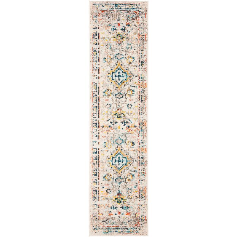 Madison Cream and Blue Distressed Runner Rug