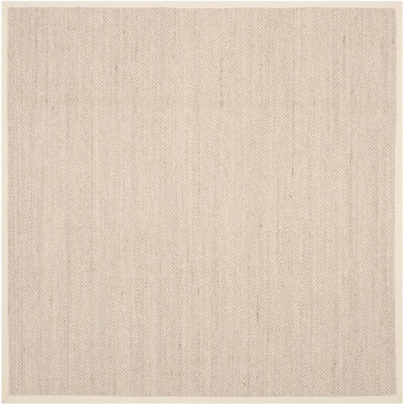 Beige Marble Non-Slip Square Natural Fiber Rug