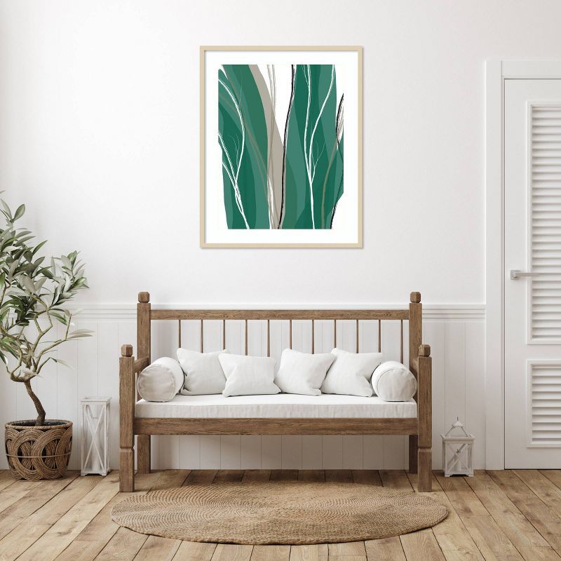 Sea Meadow IV Green and Beige Abstract Framed Wall Art