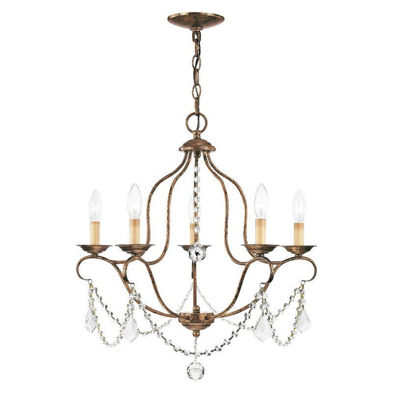 Venetian Golden Bronze Mini Crystal 5-Light Chandelier