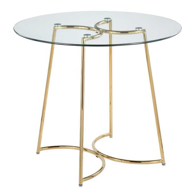 Modern Round Glass Dining Table with Gold Spider Base